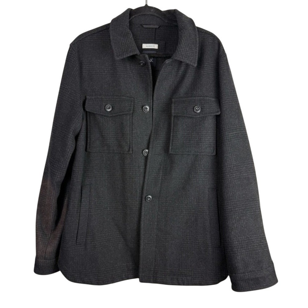Jos.‎ A. Bank Mens Tailored Fit Wool Blend Jacket Black Gray Plaid M